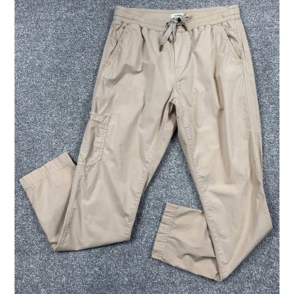 L.L.Bean Women's Stretch Ripstop Pull-On Pants Small 32x31 Beige Cargo Trail
